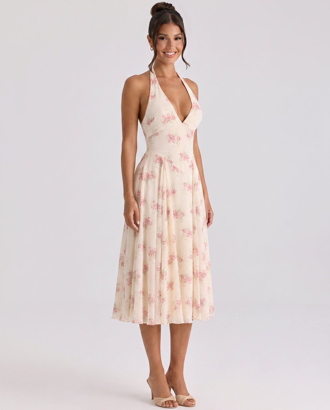 Annika | Midi Dress with Halter Neck and Open Back