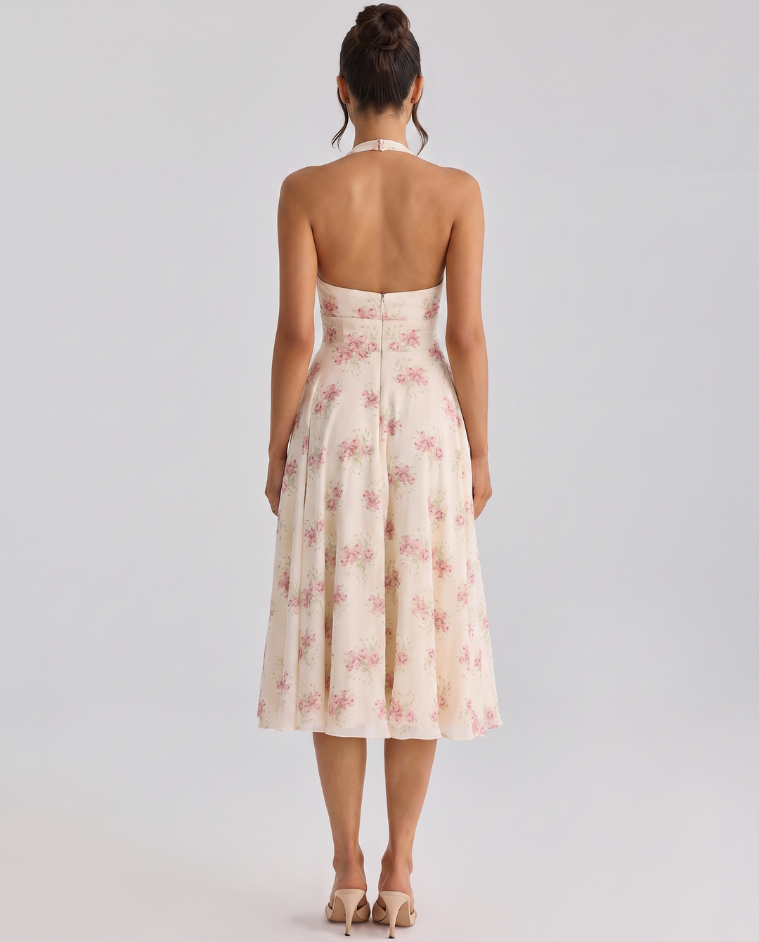 Annika | Midi Dress with Halter Neck and Open Back