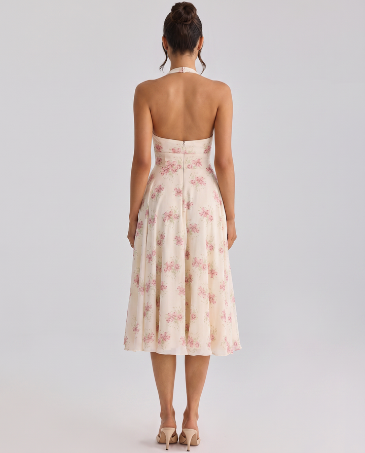 Annika | Midi Dress with Halter Neck and Open Back