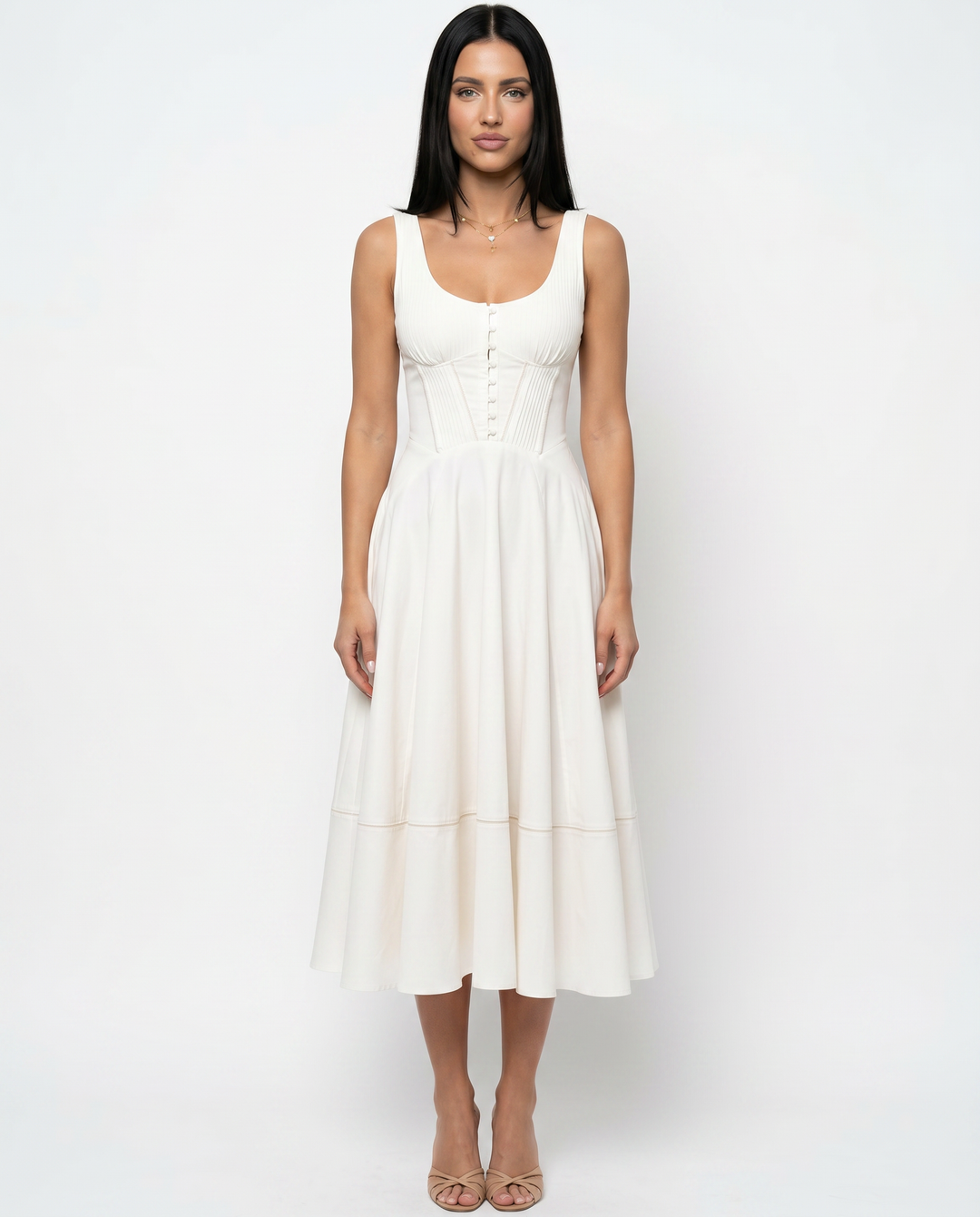Wanda | Midi Sundress with Waist Cinch Detail
