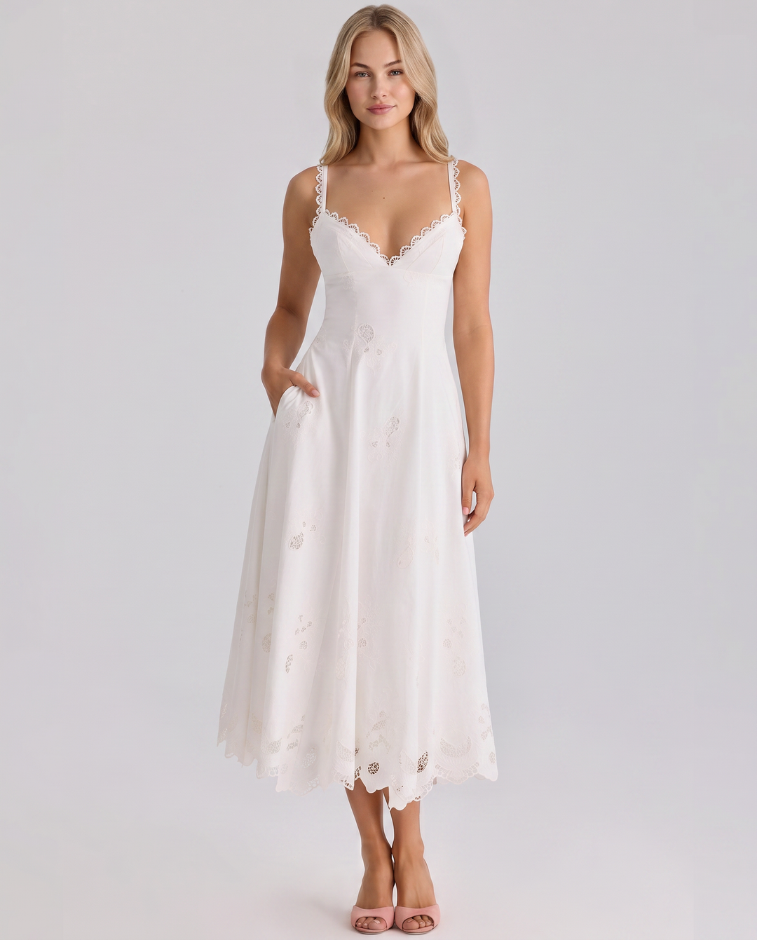 Sorrel | Midi Sundress with Broderie Anglaise Detail