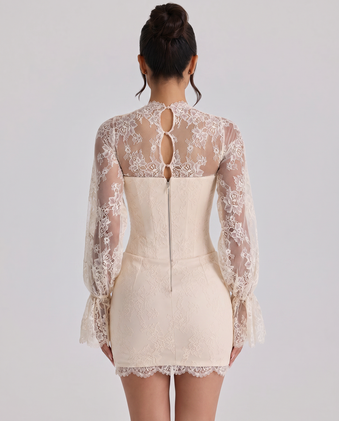 Olga | Lace Mini Corset Dress with Long Sleeves