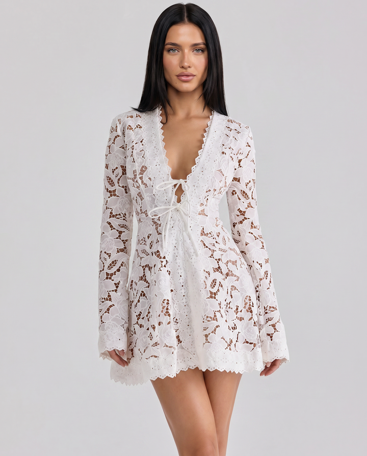 Elsie | Lace Long Sleeve Mini Dress