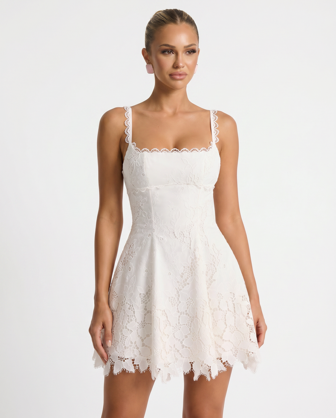 Betty | Lace Mini Dress with Flared Skirt