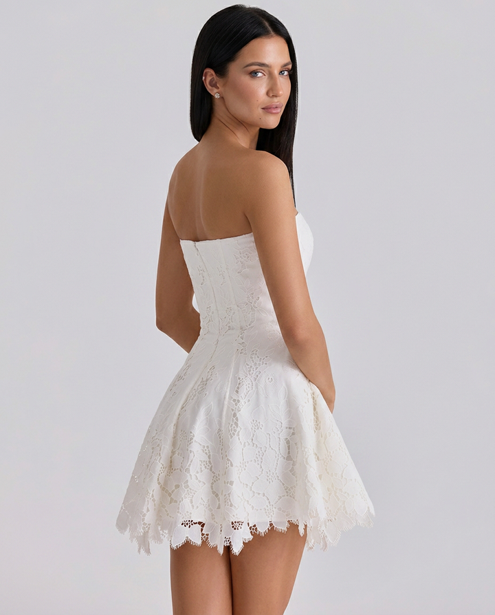 Miranda | Strapless Mini Dress with Lace Skirt