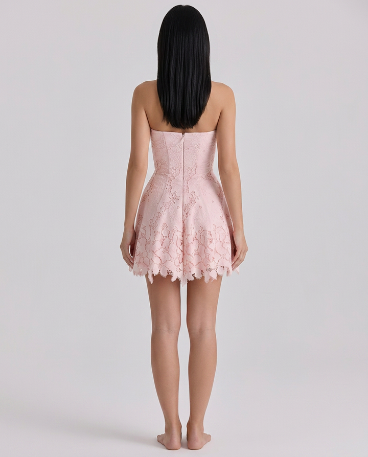 Miranda | Strapless Mini Dress with Lace Skirt