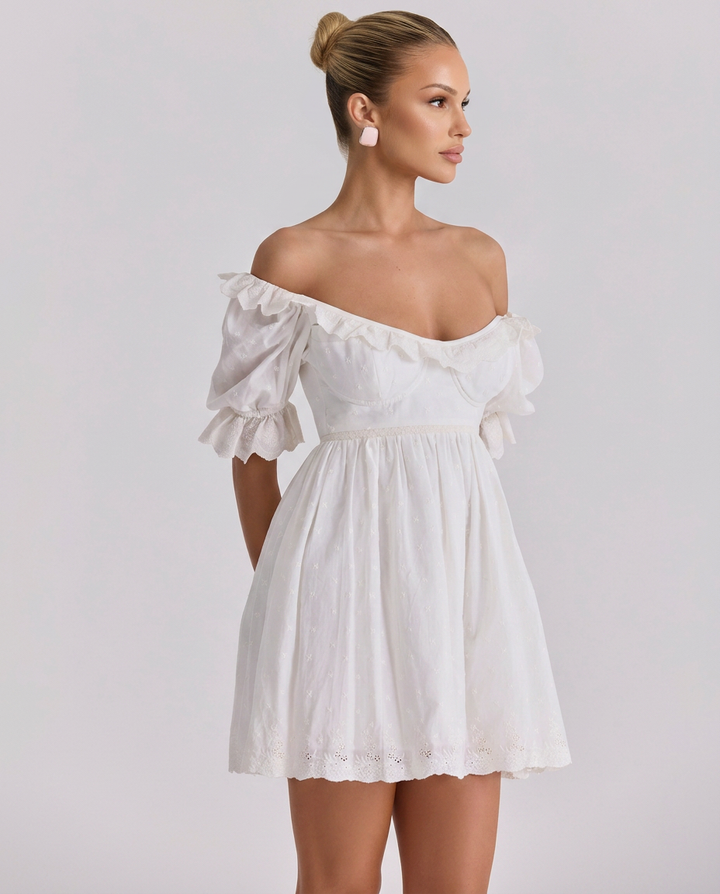 Sophia | Babydoll Mini Dress with Puff Sleeves