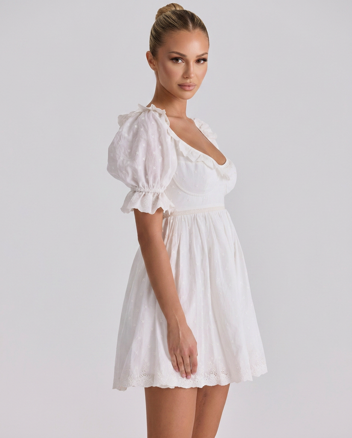 Sophia | Babydoll Mini Dress with Puff Sleeves