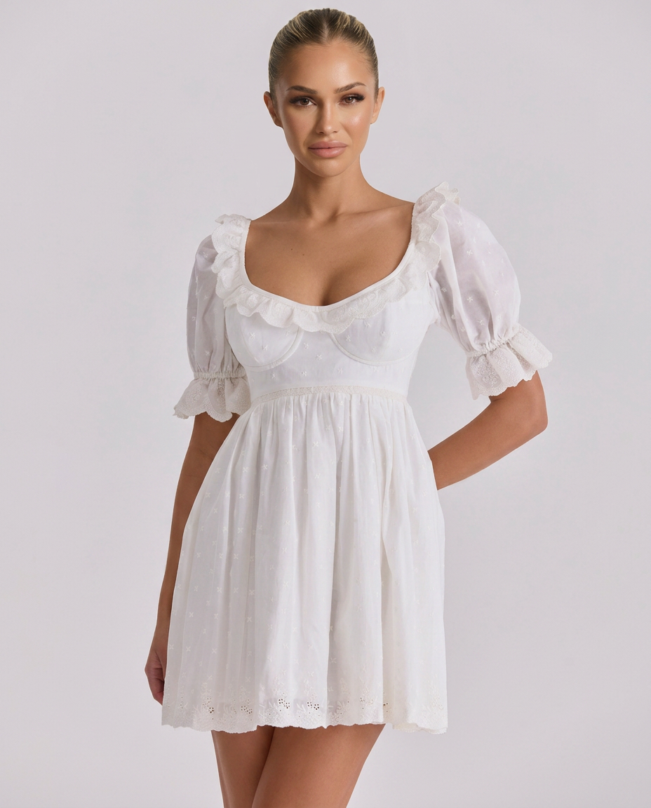 Sophia | Babydoll Mini Dress with Puff Sleeves