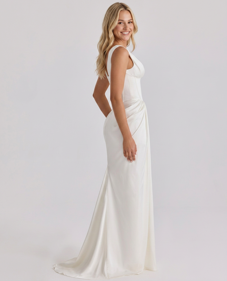 Susan | Corset Maxi Dress with Draped Skirt