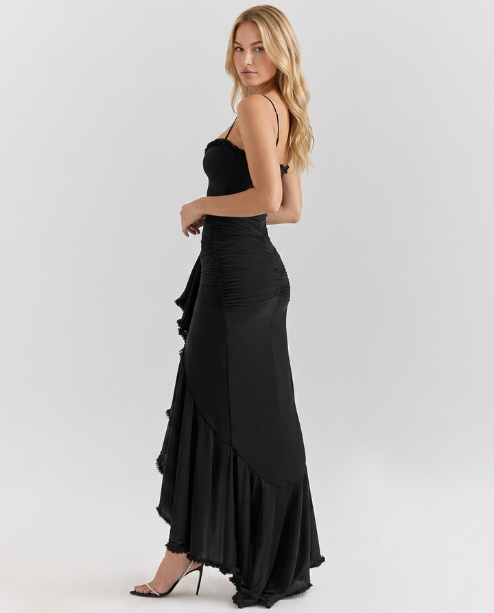 Gena | Maxi Dress with Ruffled Front Detail