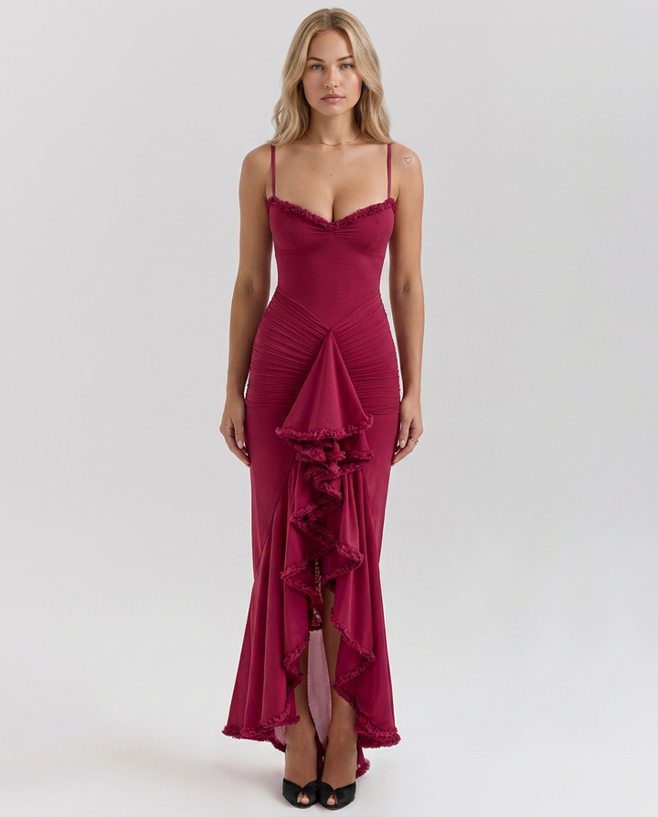 Gena | Maxi Dress with Ruffled Front Detail