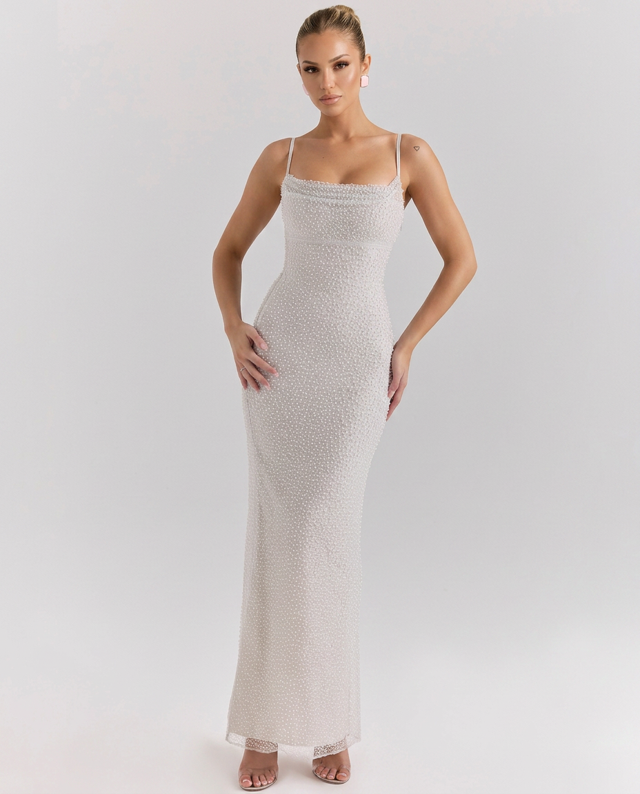 Lelia | Pearl Embellished Maxi Dress