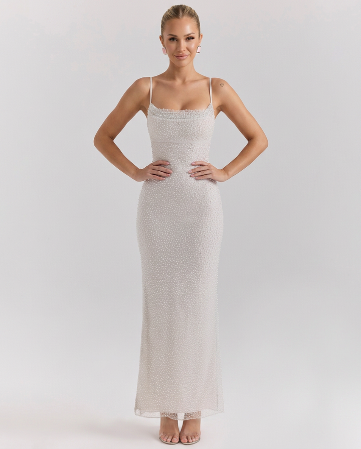 Lelia | Pearl Embellished Maxi Dress