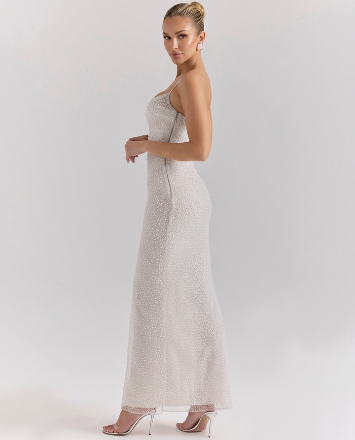 Lelia | Pearl Embellished Maxi Dress