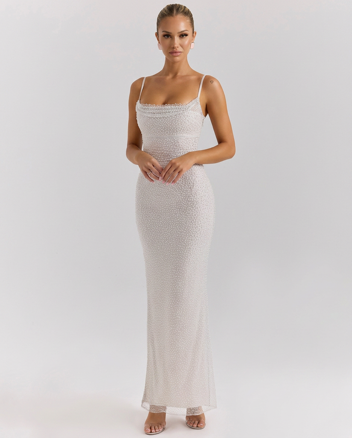 Lelia | Pearl Embellished Maxi Dress