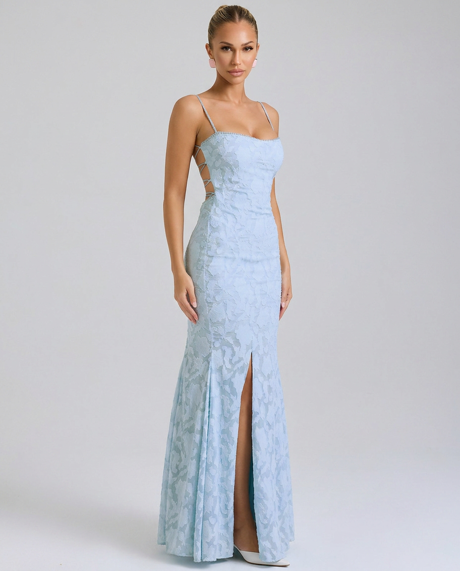 Goldie | Maxi Dress with Lace-Up Back and Fitted Silhouette