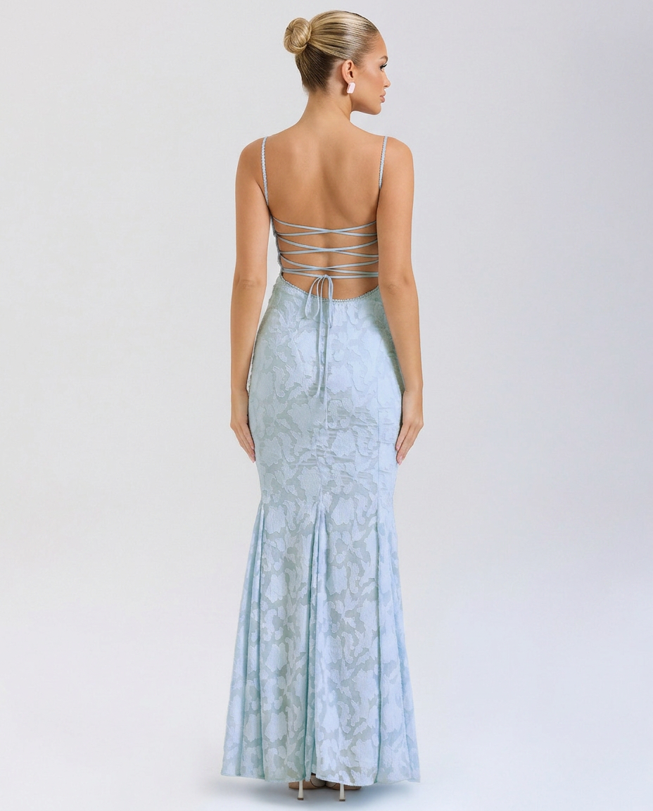 Goldie | Maxi Dress with Lace-Up Back and Fitted Silhouette