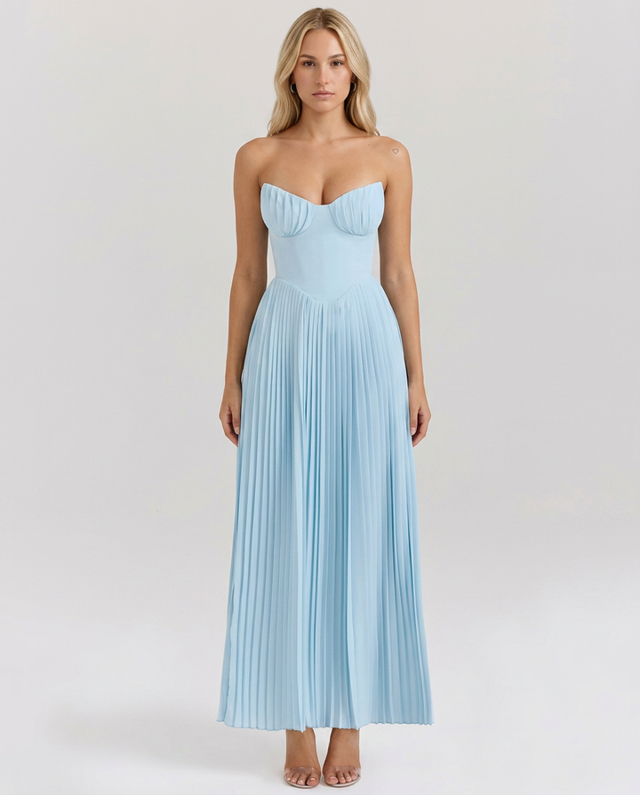 Jaclyn | Strapless Pleated Maxi Dress