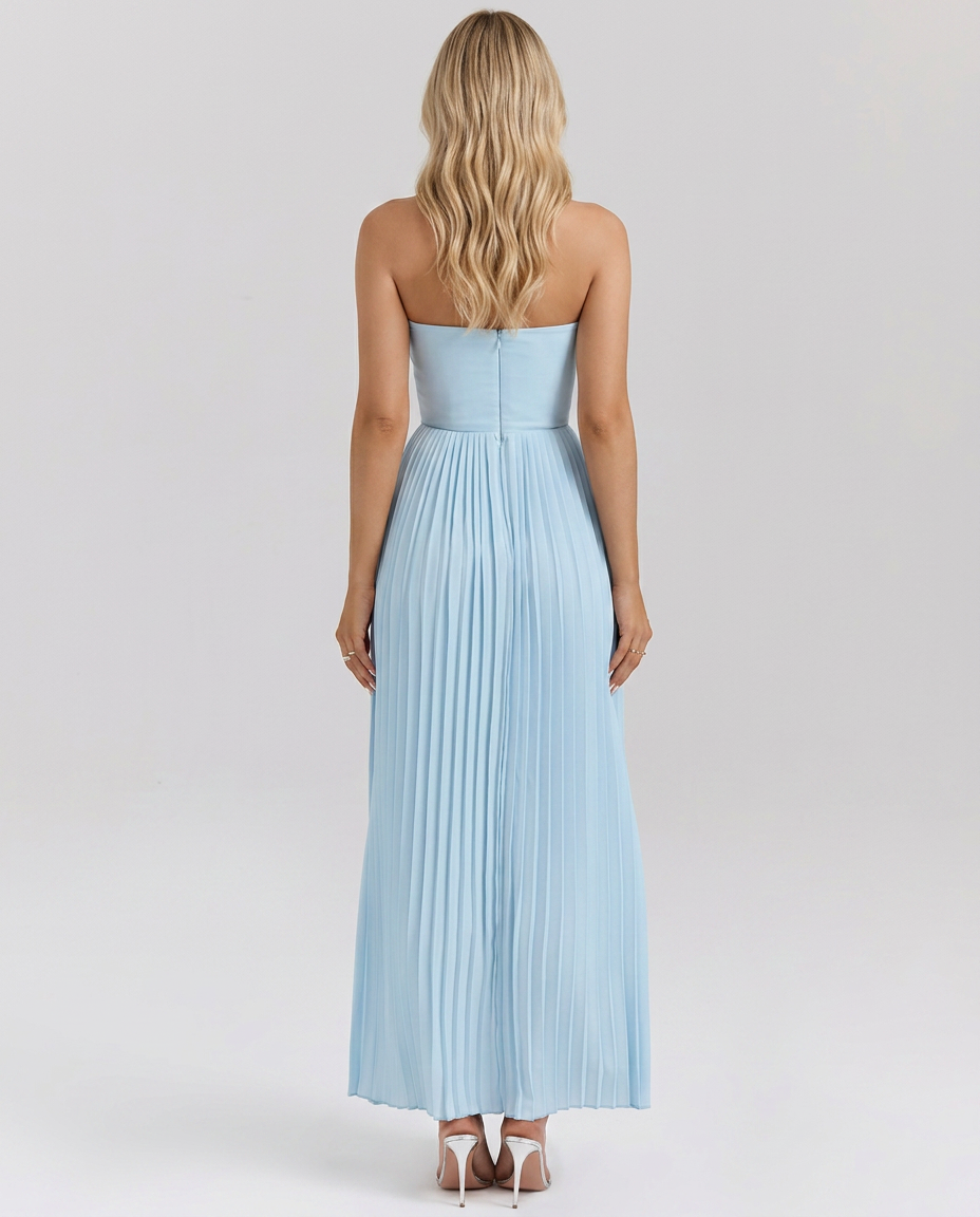 Jaclyn | Strapless Pleated Maxi Dress