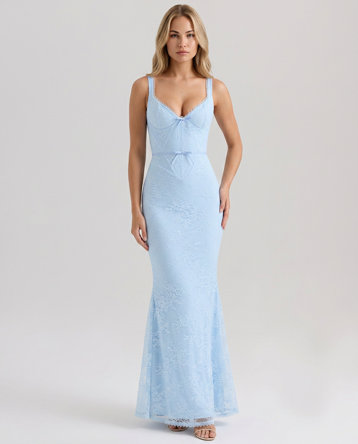 Berta | Lace Godet Maxi Dress