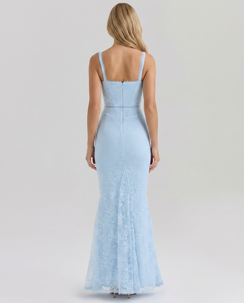 Berta | Lace Godet Maxi Dress