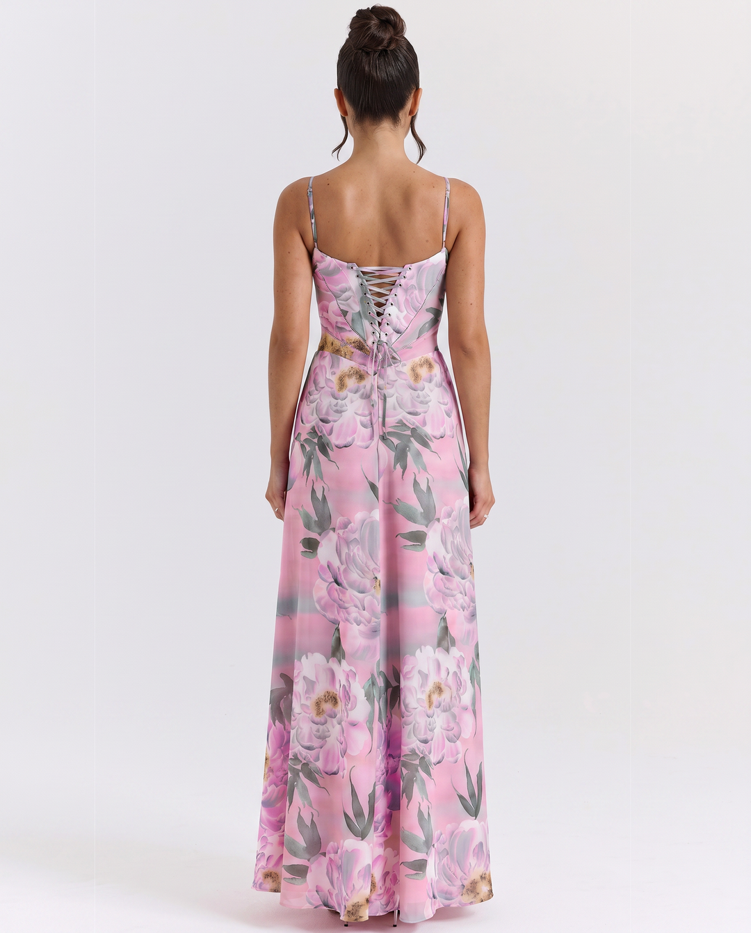 Lottie | Maxi Dress with Floral Print and Lace-Up Back