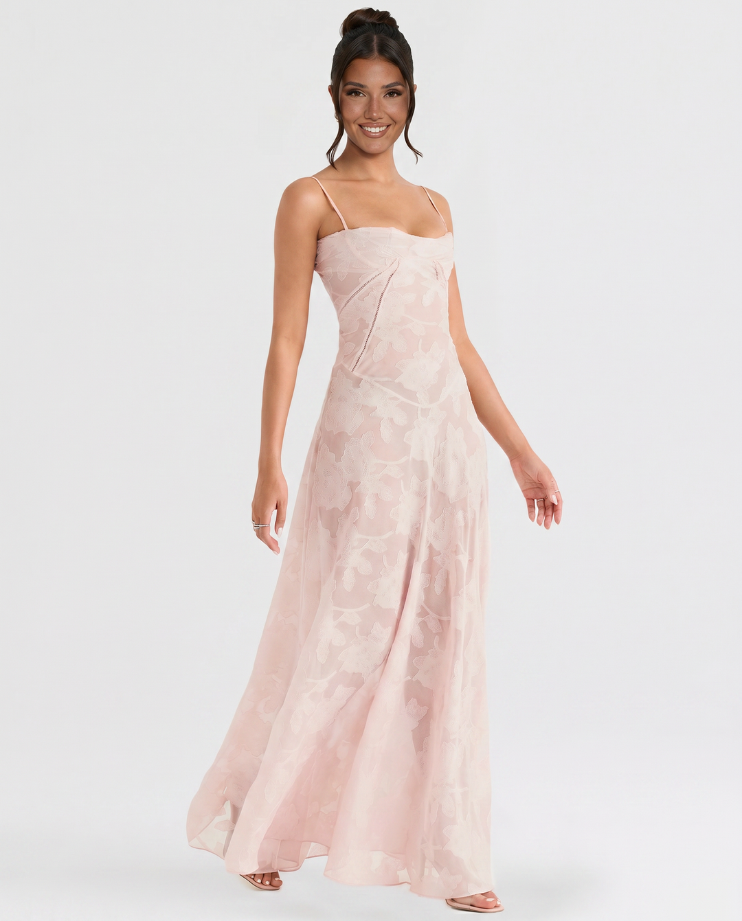Lottie | Maxi Dress with Floral Print and Lace-Up Back