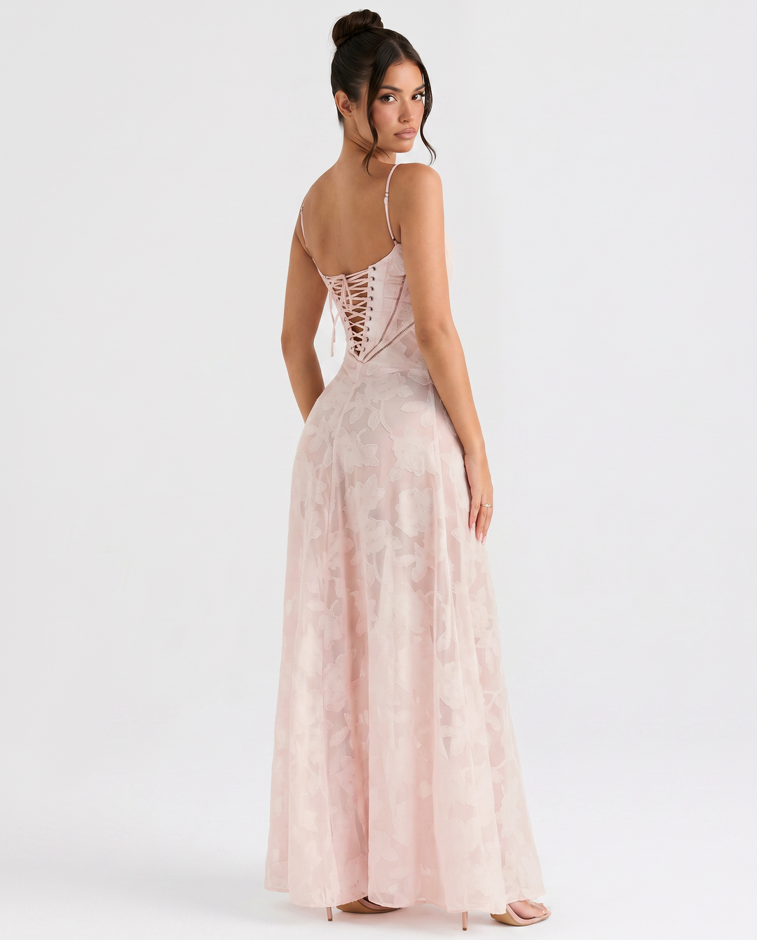 Lottie | Maxi Dress with Floral Print and Lace-Up Back