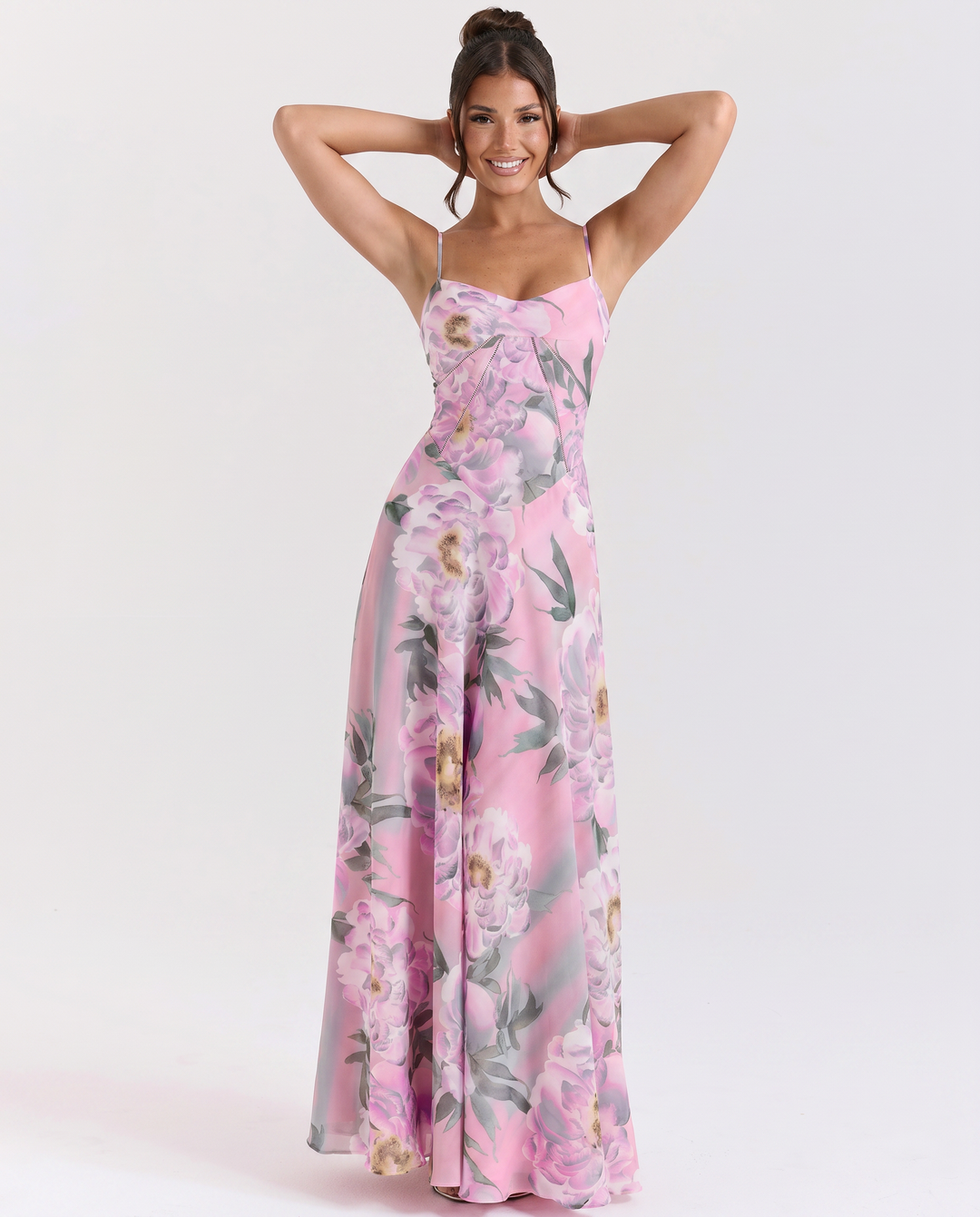 Lottie | Maxi Dress with Floral Print and Lace-Up Back