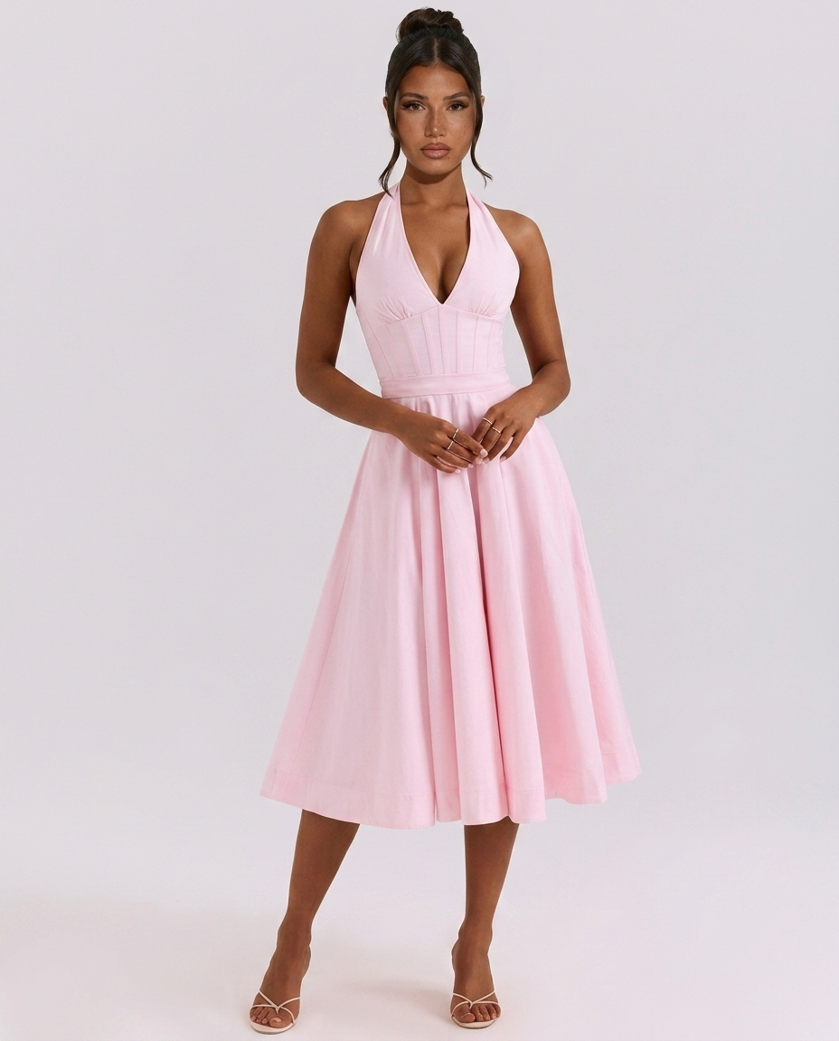 Leann | Halter Neck Midi Sundress