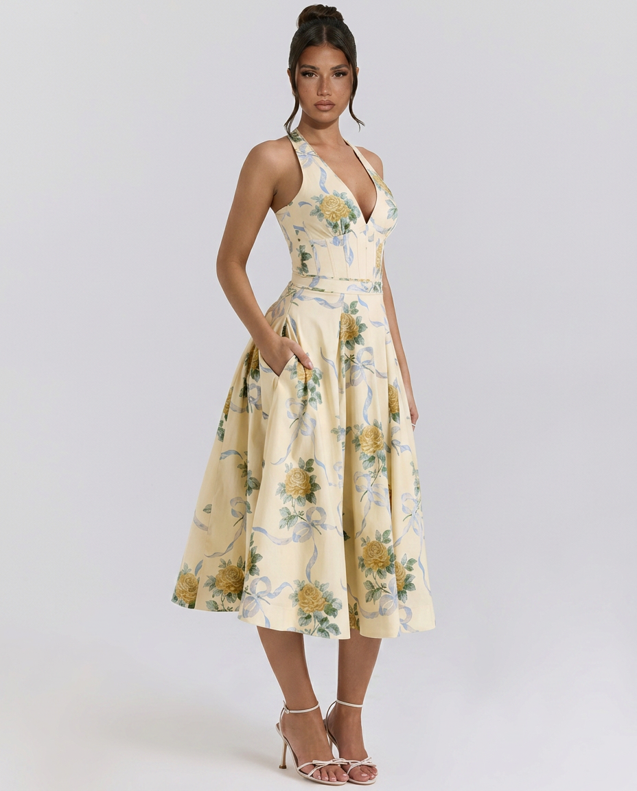 Leann | Halter Neck Midi Sundress