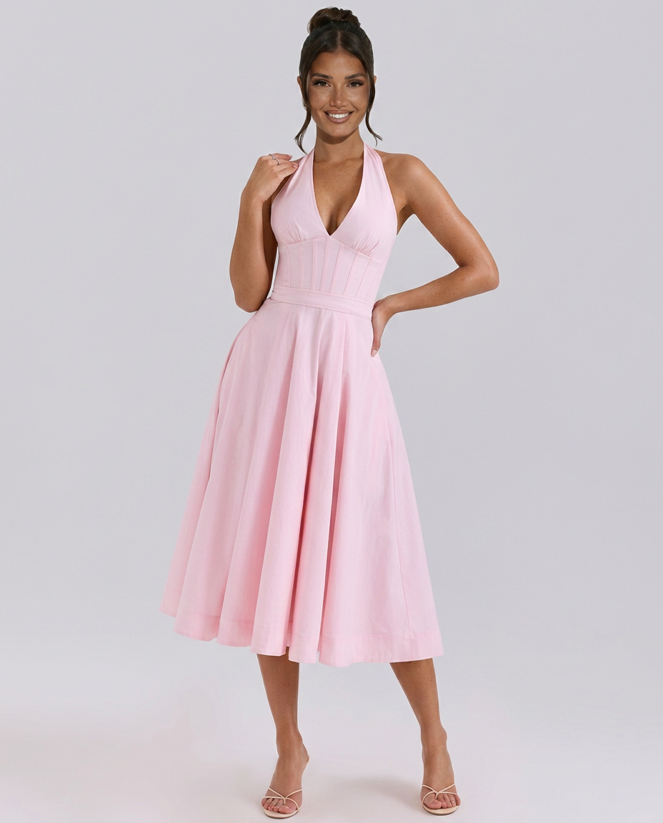 Leann | Halter Neck Midi Sundress