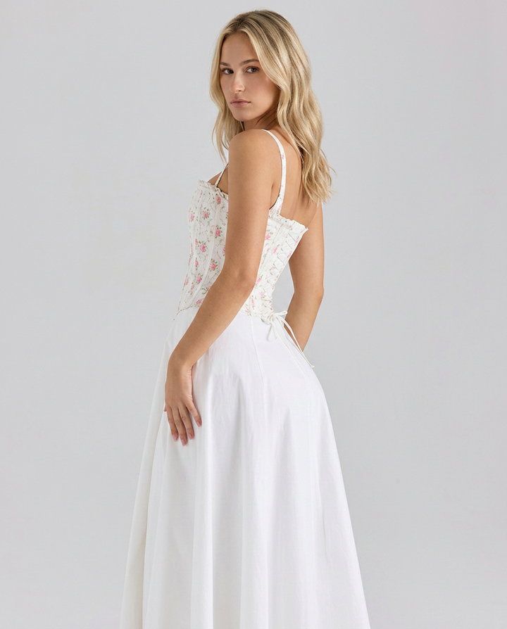 Randi | Printed Corset Midi Sundress with Detachable Bodice
