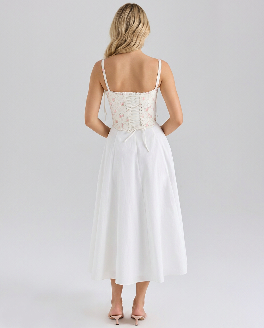 Randi | Printed Corset Midi Sundress with Detachable Bodice