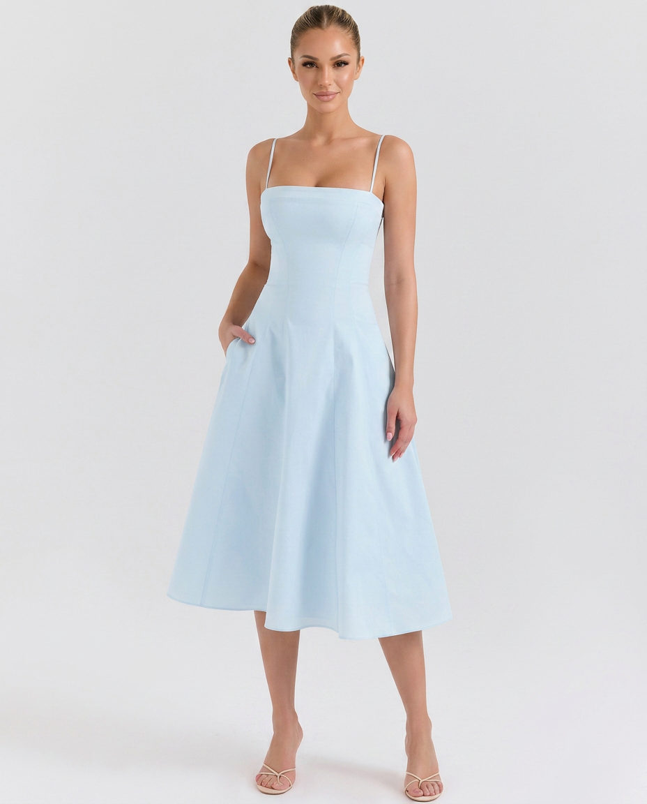 Merle | A-Line Midi Sundress with Thin Straps