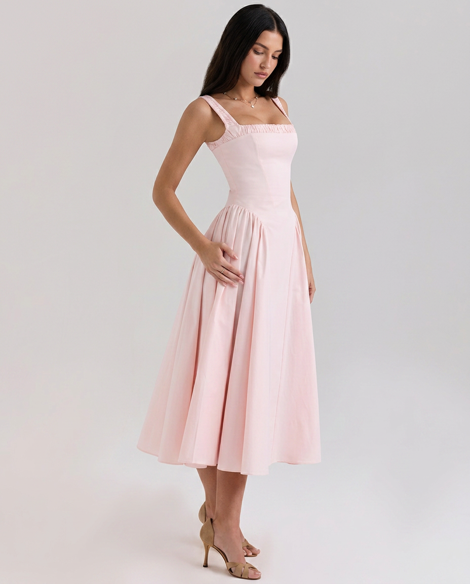 Audra | Midi Sundress with Gathered Straps