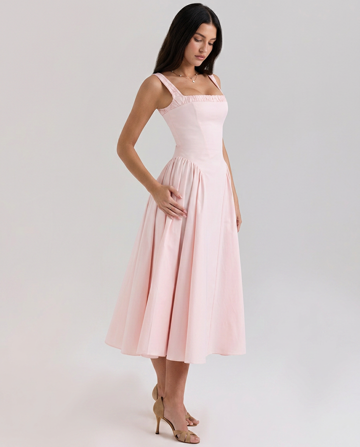 Audra | Midi Sundress with Gathered Straps