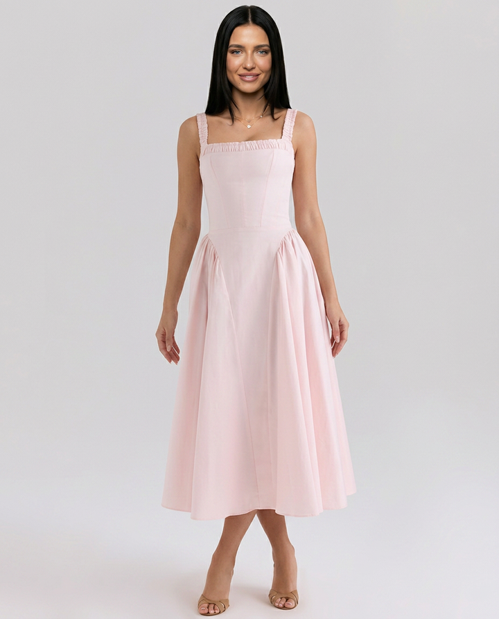 Audra | Midi Sundress with Gathered Straps