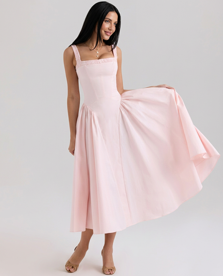 Audra | Midi Sundress with Gathered Straps