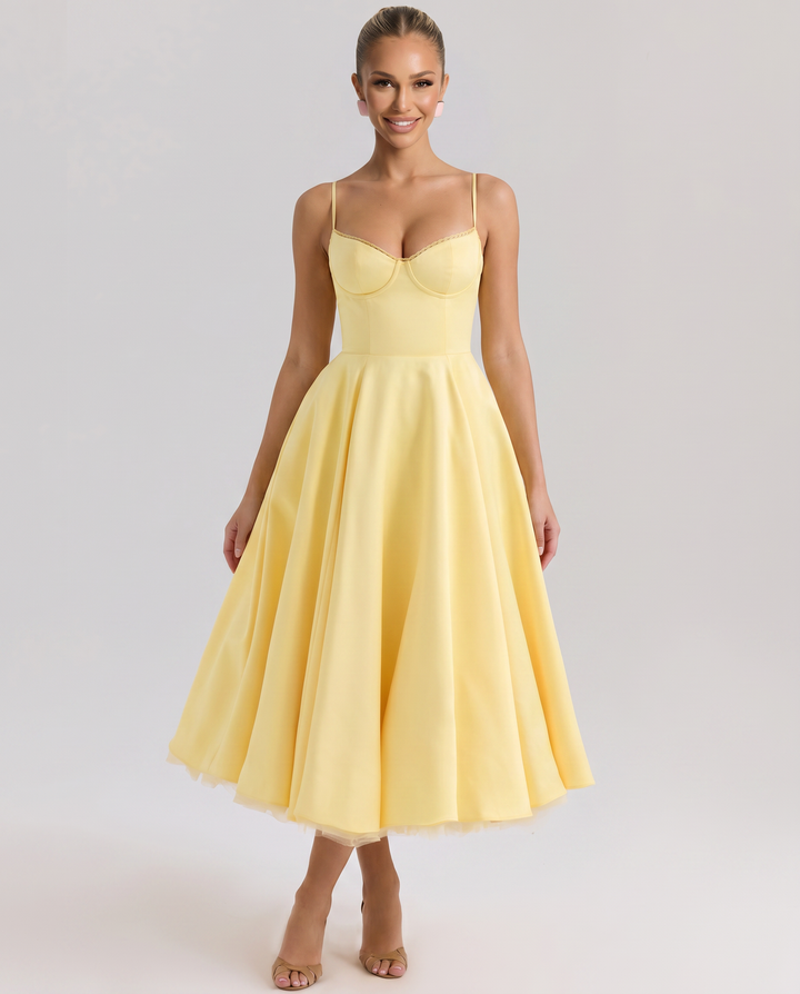 Jianna | Midi Dress with Tulle Skirt and Underwired Bodice