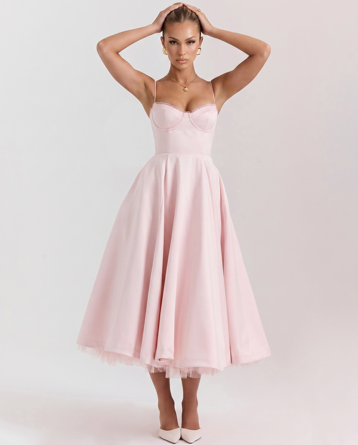 Jianna | Midi Dress with Tulle Skirt and Underwired Bodice
