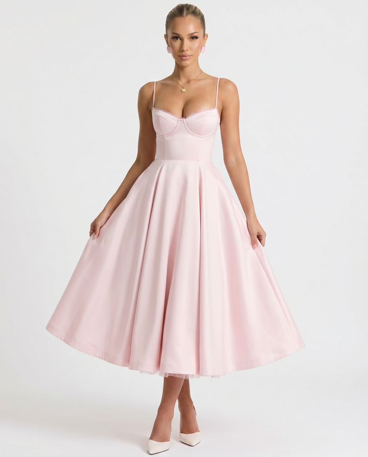 Jianna | Midi Dress with Tulle Skirt and Underwired Bodice