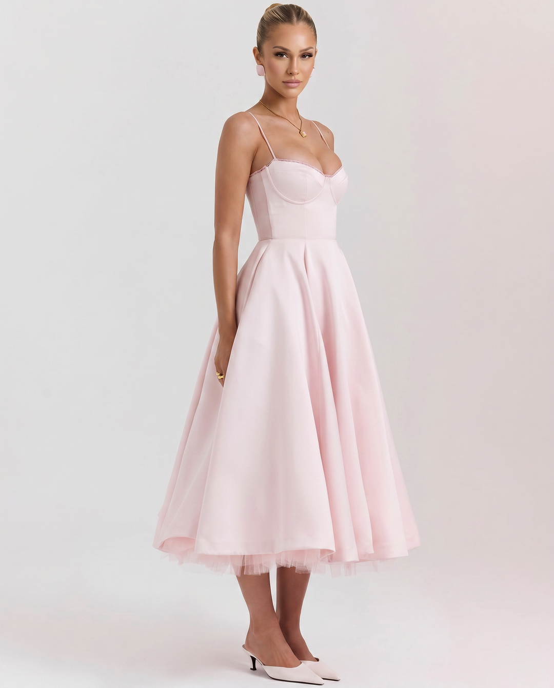 Jianna | Midi Dress with Tulle Skirt and Underwired Bodice