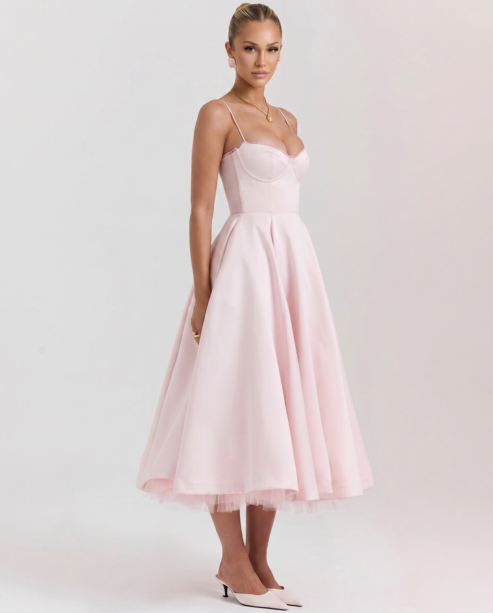 Jianna | Midi Dress with Tulle Skirt and Underwired Bodice