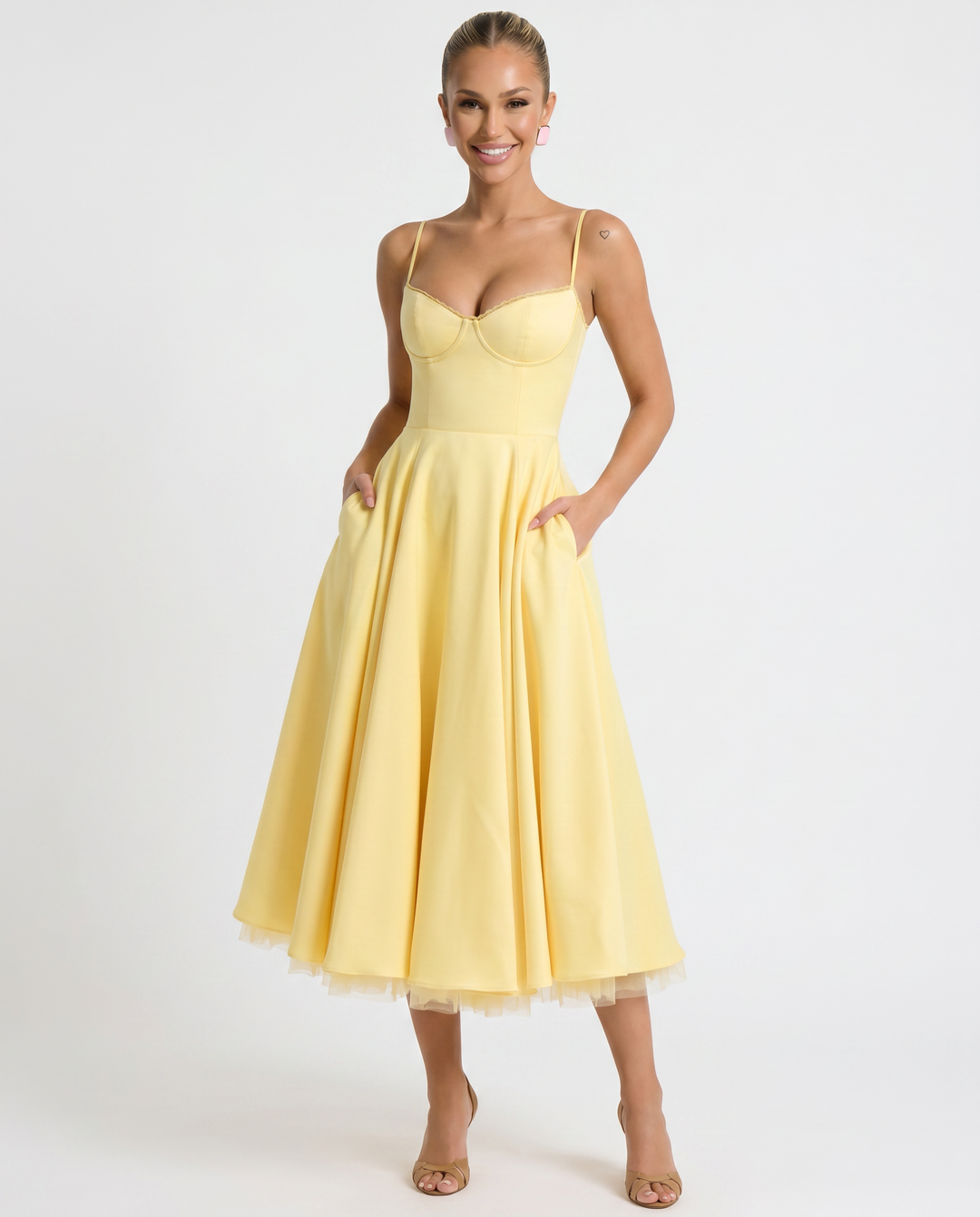 Jianna | Midi Dress with Tulle Skirt and Underwired Bodice