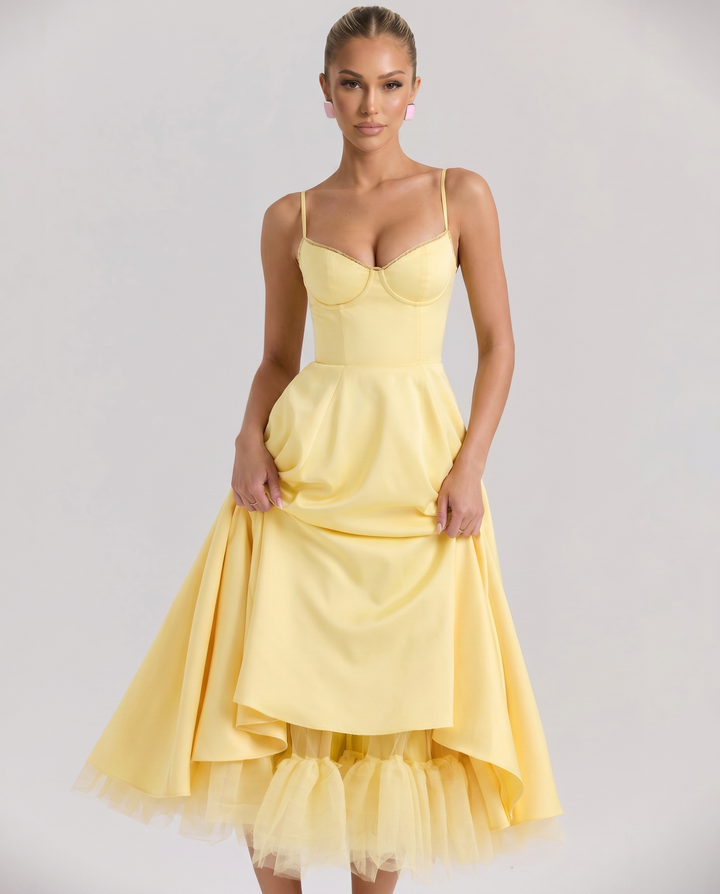 Jianna | Midi Dress with Tulle Skirt and Underwired Bodice
