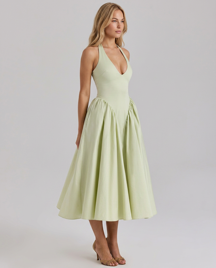 Mari | Halter Midi Sundress with Full Skirt