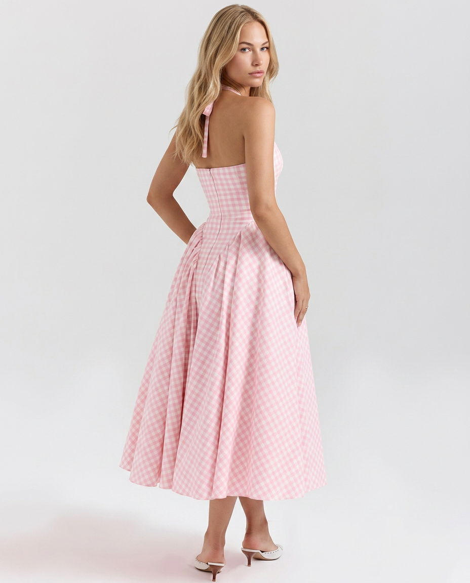 Mari | Halter Midi Sundress with Full Skirt