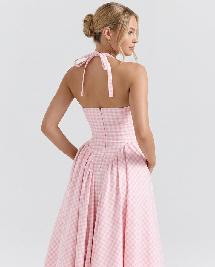 Mari | Halter Midi Sundress with Full Skirt